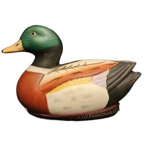Jasco Ceramic Duck Lint Remover Brush Mallard Duck Figurine Decoy 5 x 2.5 inches